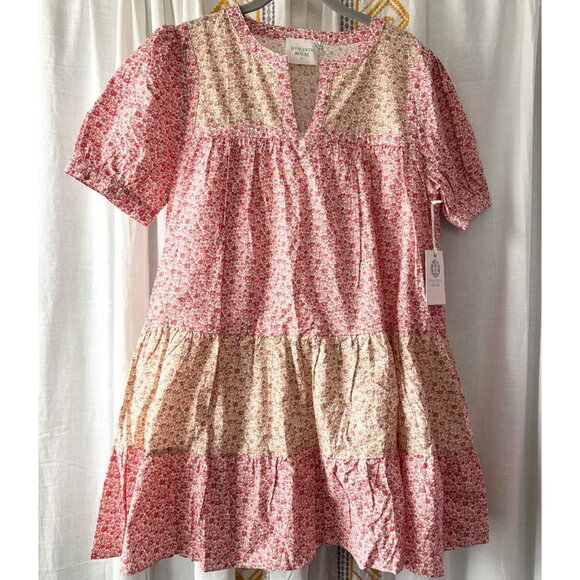 Tuckernuck Hyacinth House Floral Hana Mini Dress (Size M) Tiered Billowy A-line - Picture 2 of 11